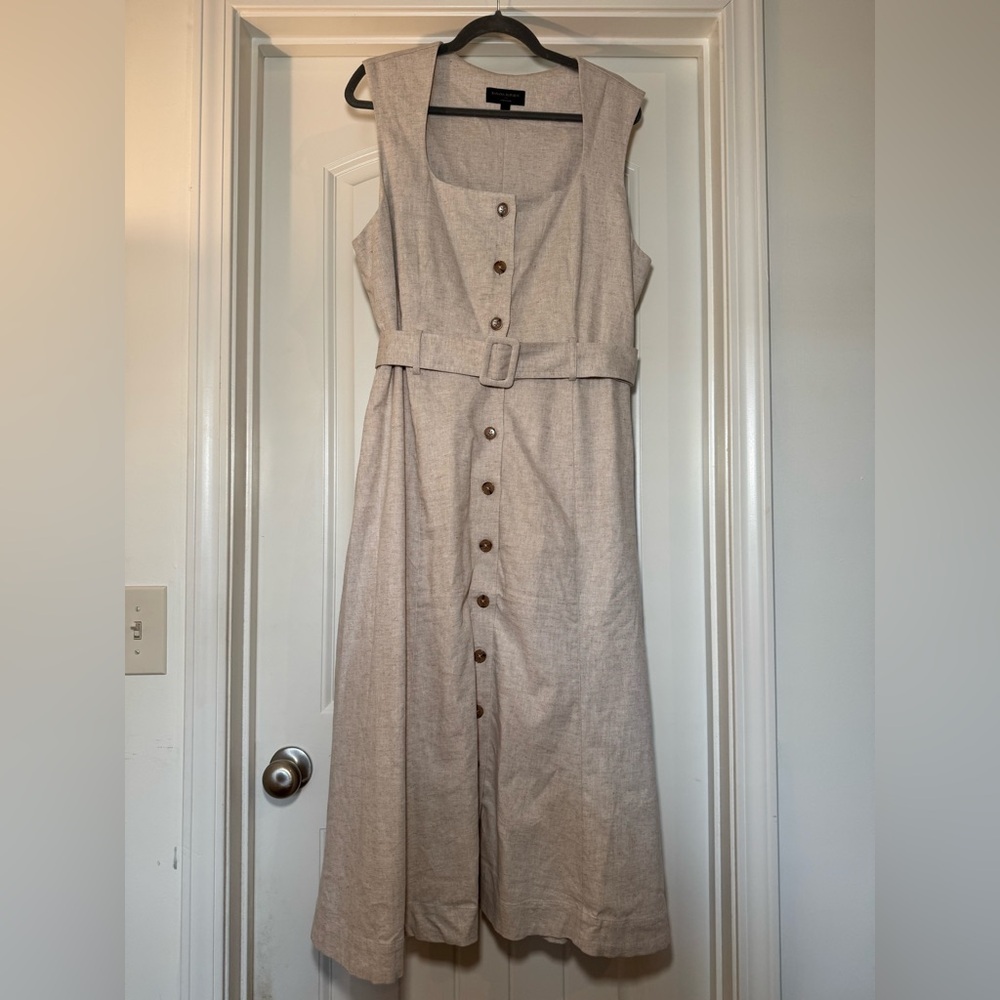 Banana Republic Linen Blend Buttoned Midi Dress